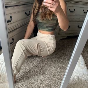 PLT Cream High Waisted Joggers